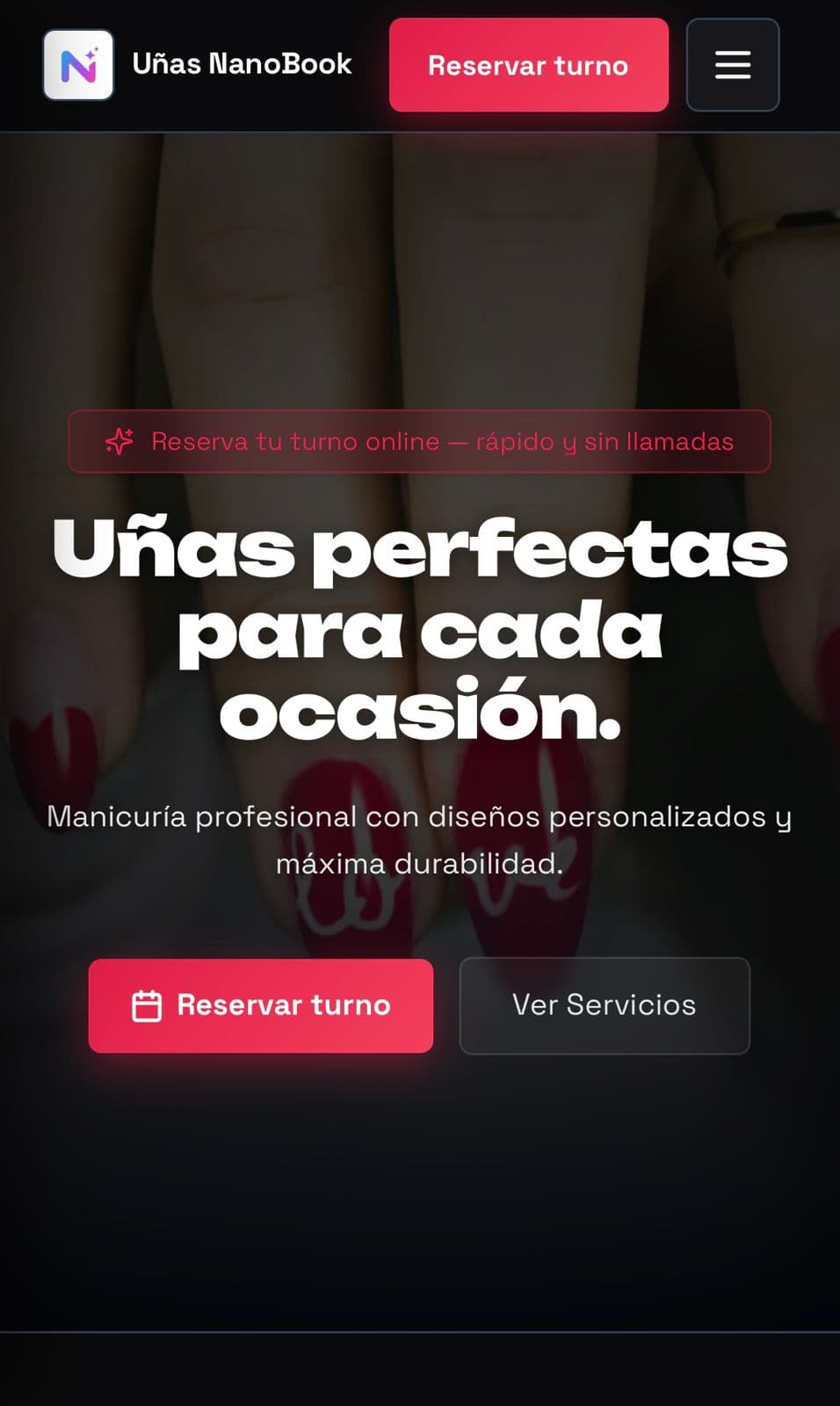 Página web de Salón de Uñas en NanoBook